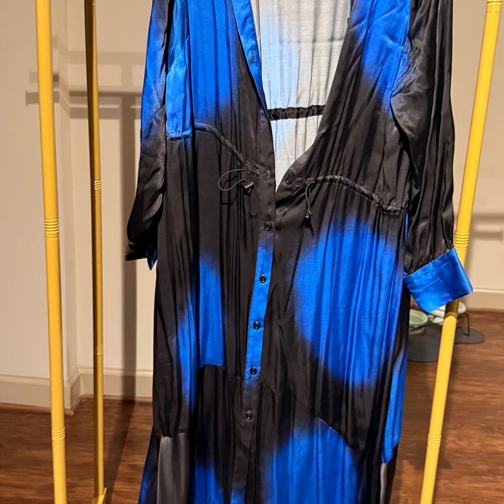 Topshop Black and Blue Satin Dress